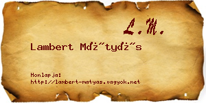 Lambert Mátyás névjegykártya